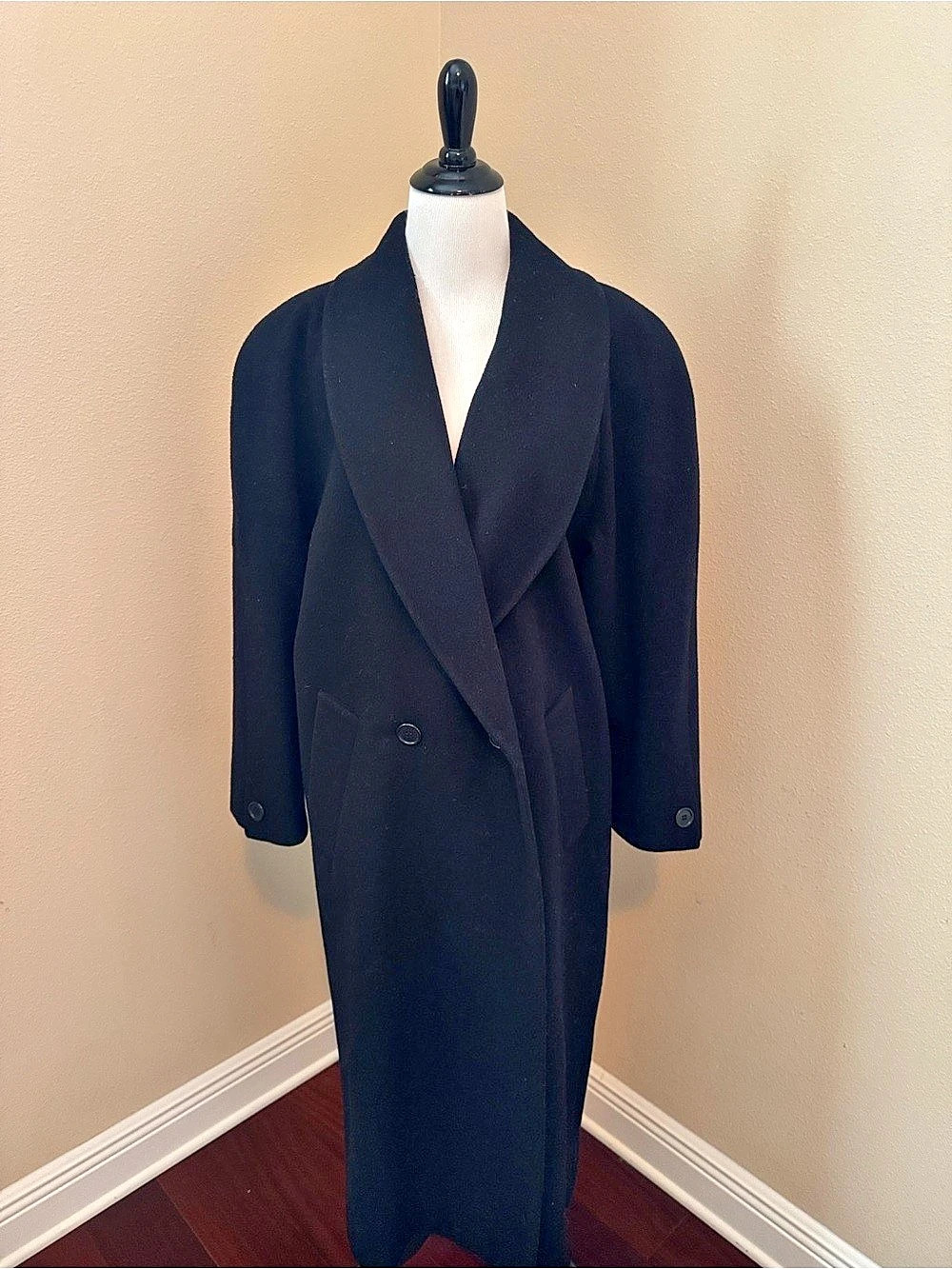 Black Double-Breasted Long Coat